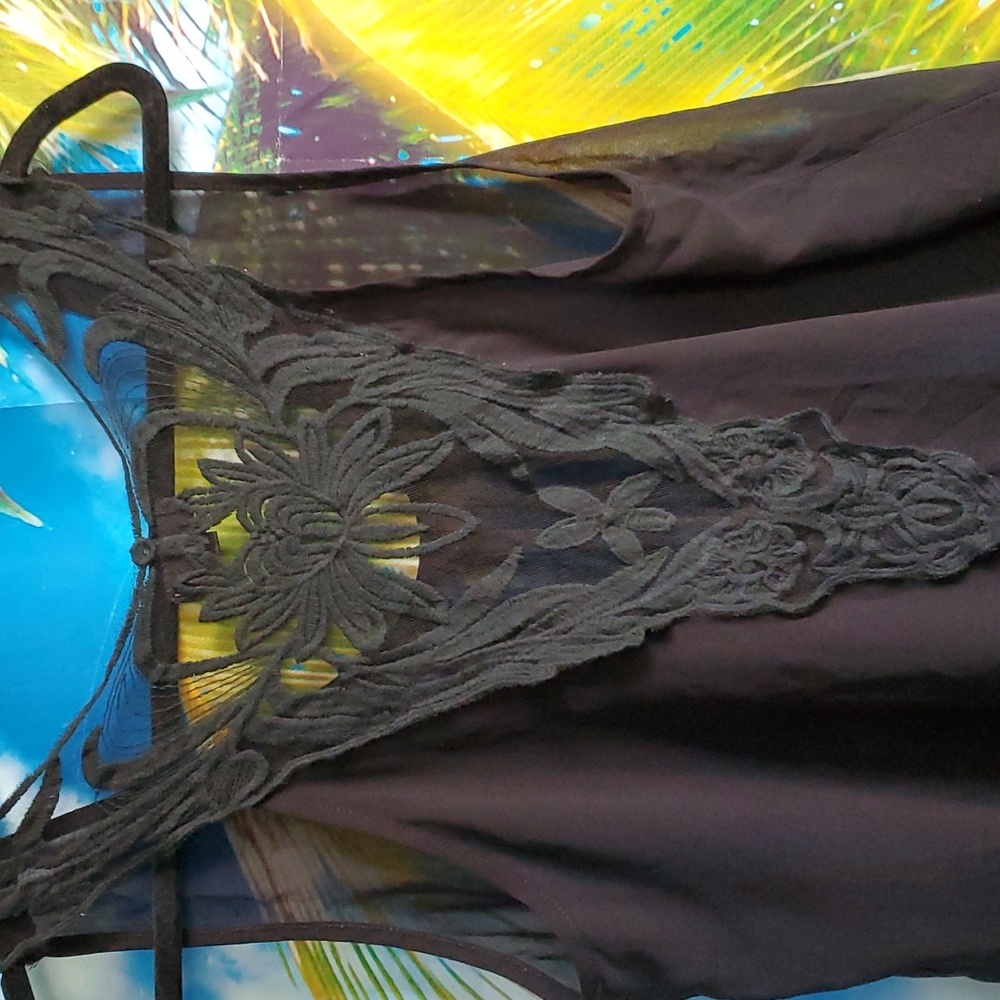 Sexy Love j black chiffon tank with lace back size L - Picture 3 of 4